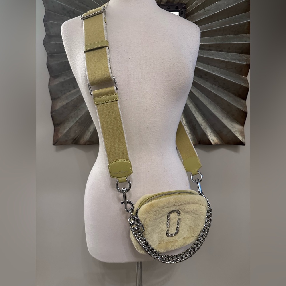 Marc Jacobs Stylish Chick Yellow Snapshot Camera Faux Fur Crossbody Bag